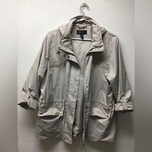 Style and Co Womens Sz XL Nylon Lightweight Hooded Cream Gold Windbreaker Jacket